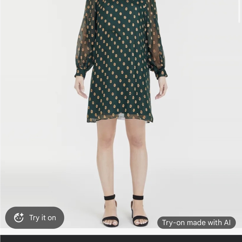 Calvin Klein Green and Gold shift dress